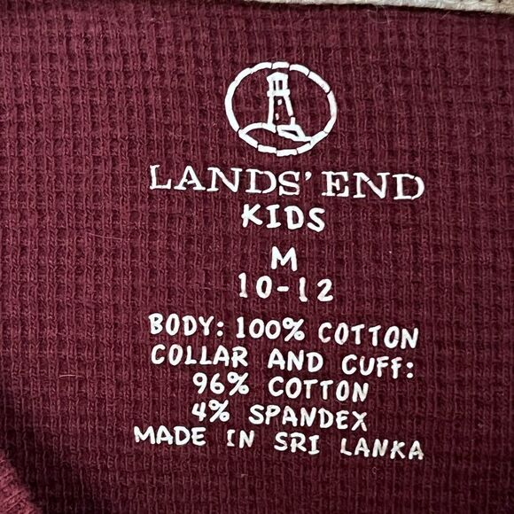 LANDS END SCHOOL UNIFORM BURGUNDY MAROON LONG SLEEVE THERMAL WAFFLE CREWNECK M - Picture 3 of 6